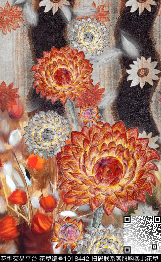 大花肌理定位花数码印花华亿平台下载（图片编号: 1018442） - 瓦栏（Walan）