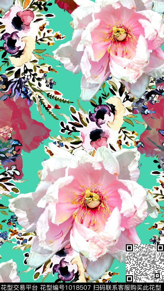 大花数码华亿平台花卉数码印花华亿平台下载（图片编号: 1018507） - 瓦栏（Walan）
