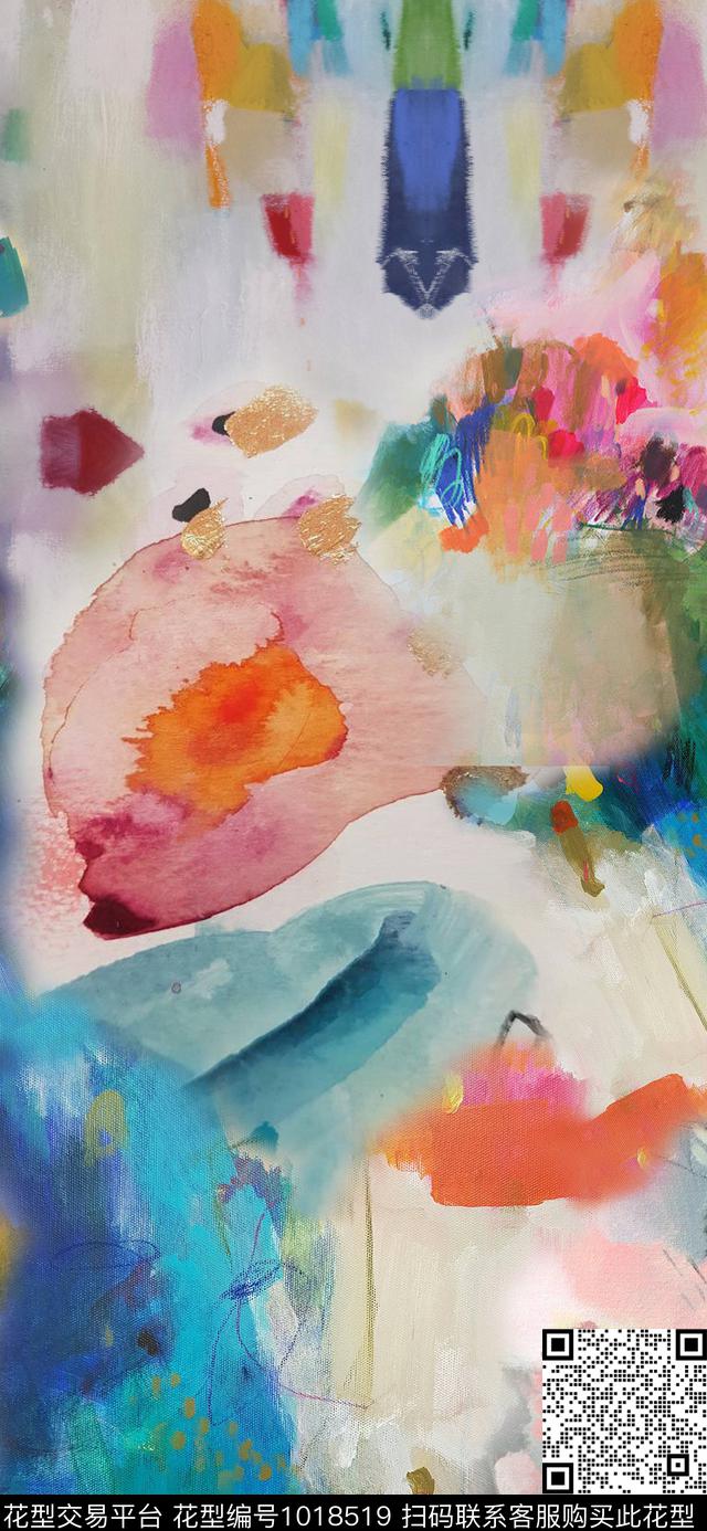 几何抽象几何画数码印花华亿平台下载（图片编号: 1018519） - 瓦栏（Walan）