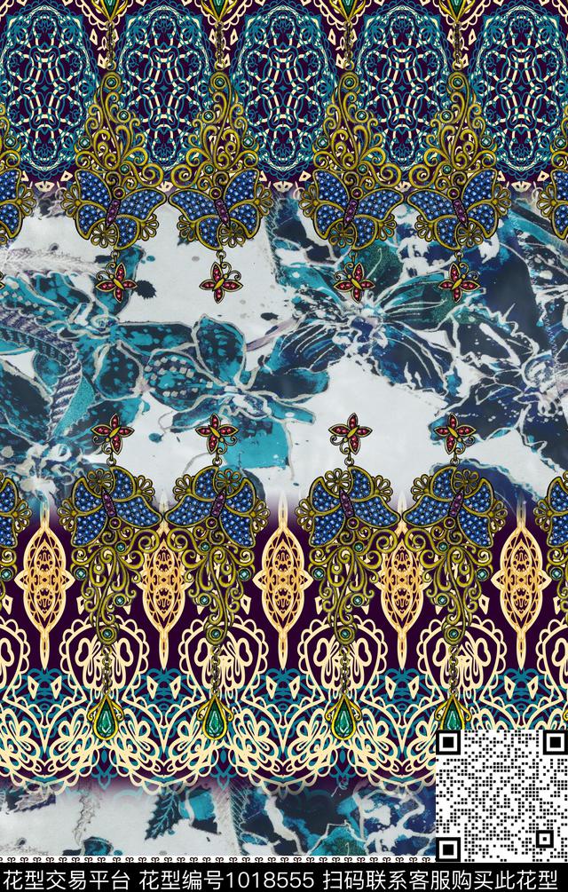 民族风波西米亚定位花数码印花华亿平台下载（图片编号: 1018555） - 瓦栏（Walan）