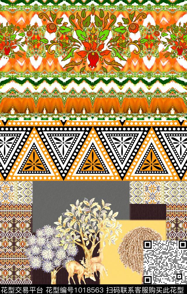 民族风波西米亚定位花数码印花华亿平台下载（图片编号: 1018563） - 瓦栏（Walan）