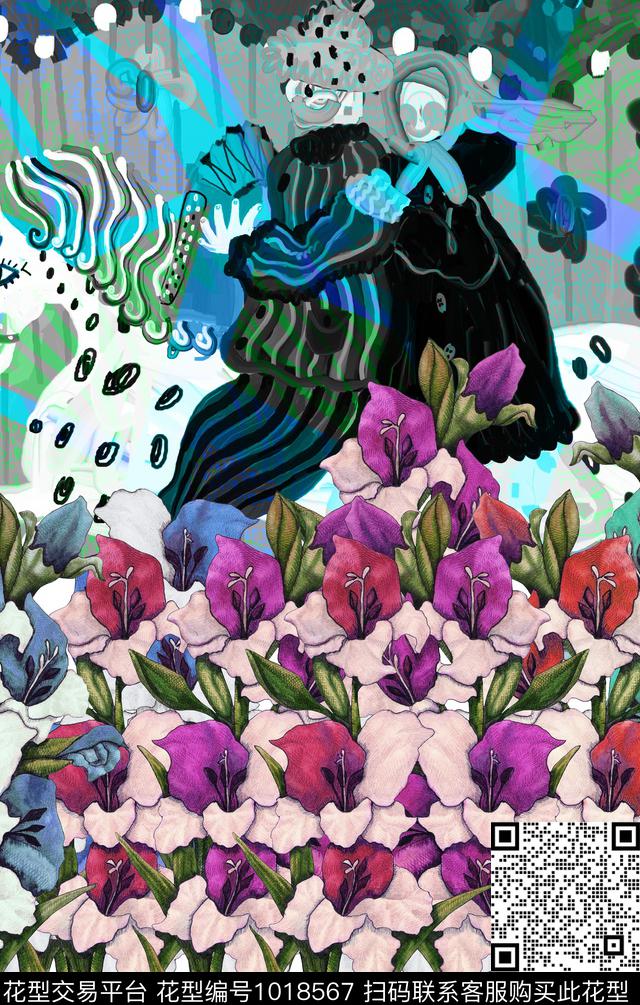 定位花花卉水墨风数码印花华亿平台下载（图片编号: 1018567） - 瓦栏（Walan）