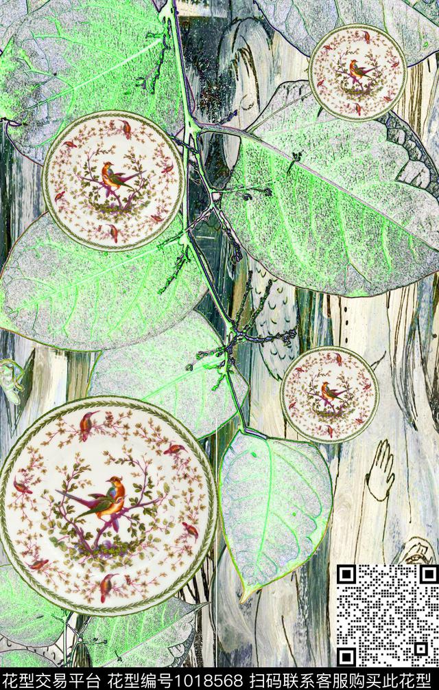 定位花花卉水墨风数码印花华亿平台下载（图片编号: 1018568） - 瓦栏（Walan）