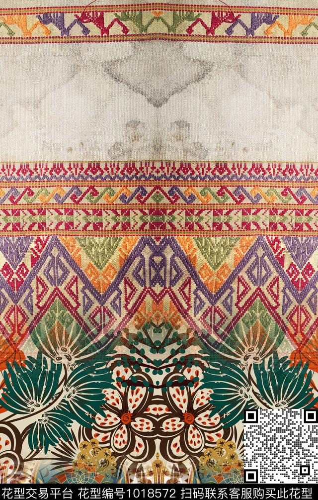 民族风波西米亚定位花数码印花华亿平台下载（图片编号: 1018572） - 瓦栏（Walan）