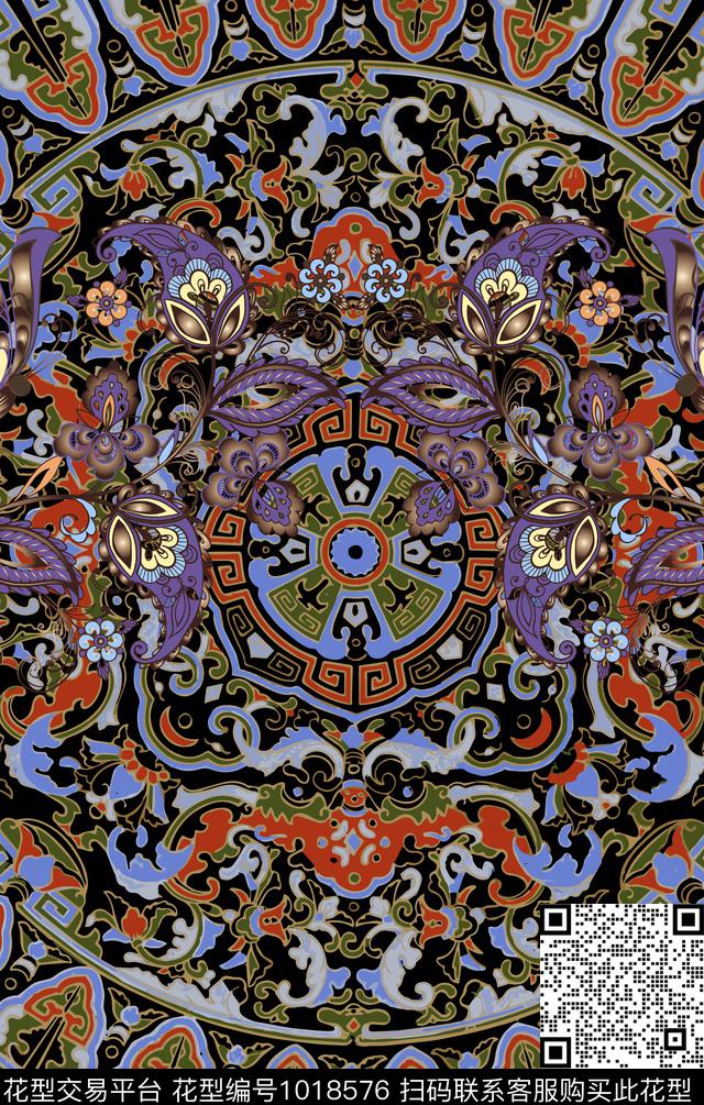 民族风波西米亚定位花数码印花华亿平台下载（图片编号: 1018576） - 瓦栏（Walan）