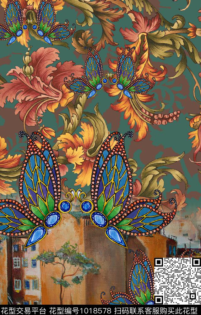 民族风波西米亚定位花数码印花华亿平台下载（图片编号: 1018578） - 瓦栏（Walan）