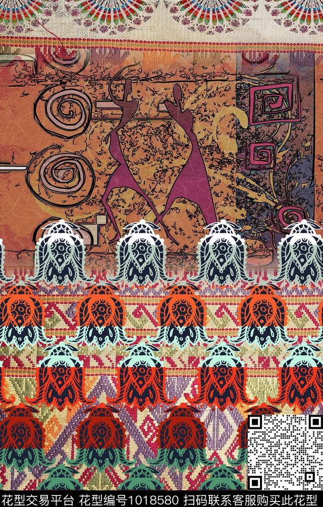 民族风波西米亚定位花数码印花华亿平台下载（图片编号: 1018580） - 瓦栏（Walan）