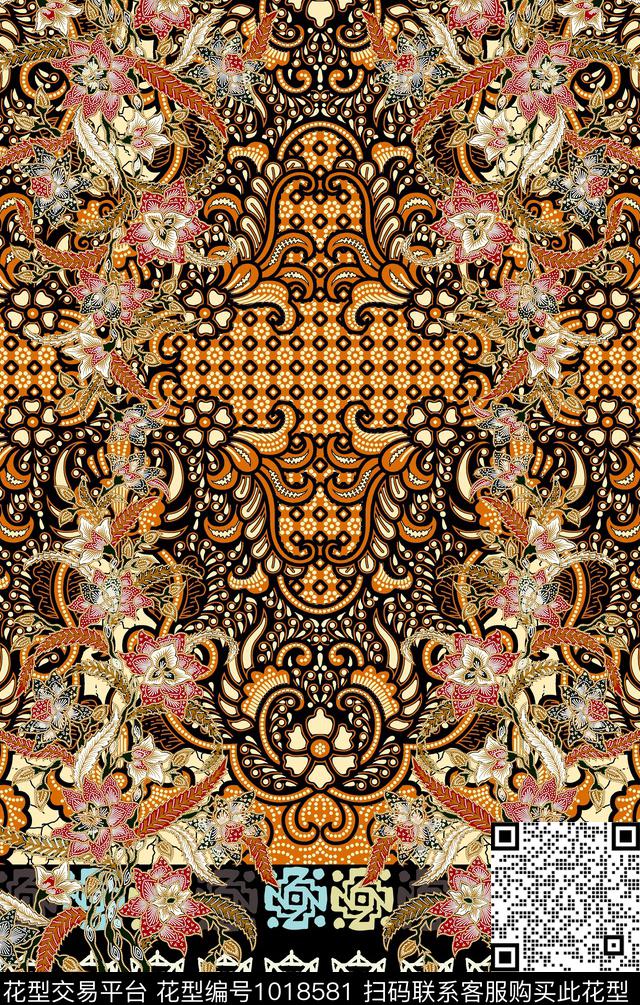 民族风波西米亚定位花数码印花华亿平台下载（图片编号: 1018581） - 瓦栏（Walan）