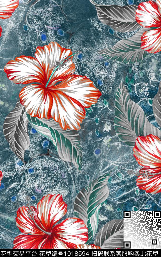 肌理水彩花卉花卉数码印花华亿平台下载（图片编号: 1018594） - 瓦栏（Walan）