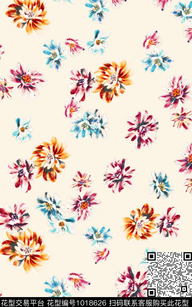 数码华亿平台小碎花花卉数码印花华亿平台下载（图片编号: 1018626） - 瓦栏（Walan）