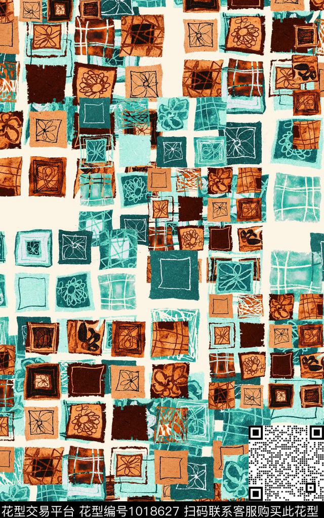 格子肌理几何数码印花华亿平台下载（图片编号: 1018627） - 瓦栏（Walan）