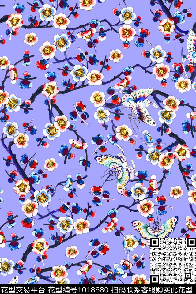 中国风小碎花绣花华亿平台数码印花华亿平台下载（图片编号: 1018680） - 瓦栏（Walan）