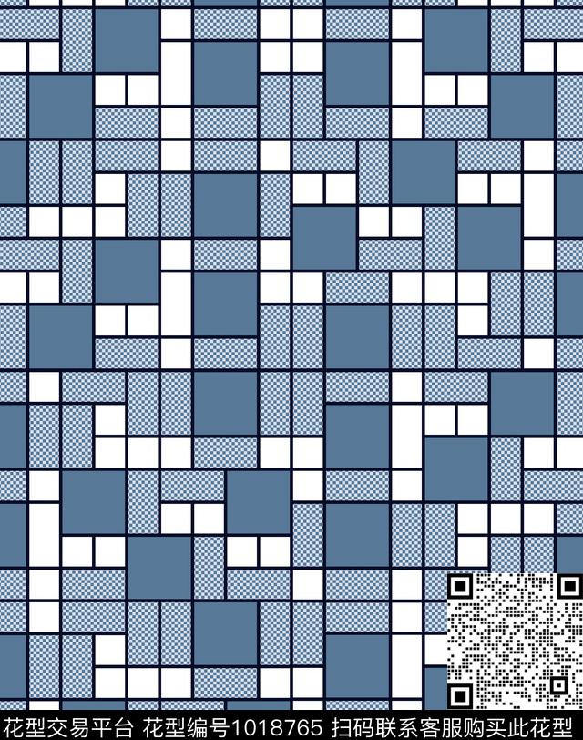 格子几何潮牌数码印花华亿平台下载（图片编号: 1018765） - 瓦栏（Walan）