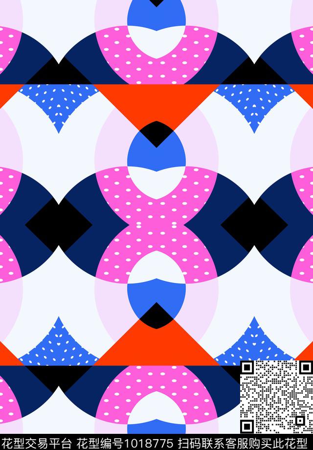 抽象几何潮牌数码印花华亿平台下载（图片编号: 1018775） - 瓦栏（Walan）