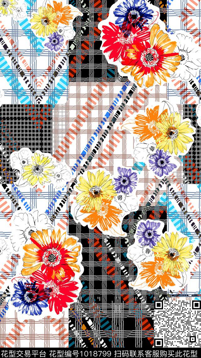 花卉女装几何花卉数码印花华亿平台下载（图片编号: 1018799） - 瓦栏（Walan）