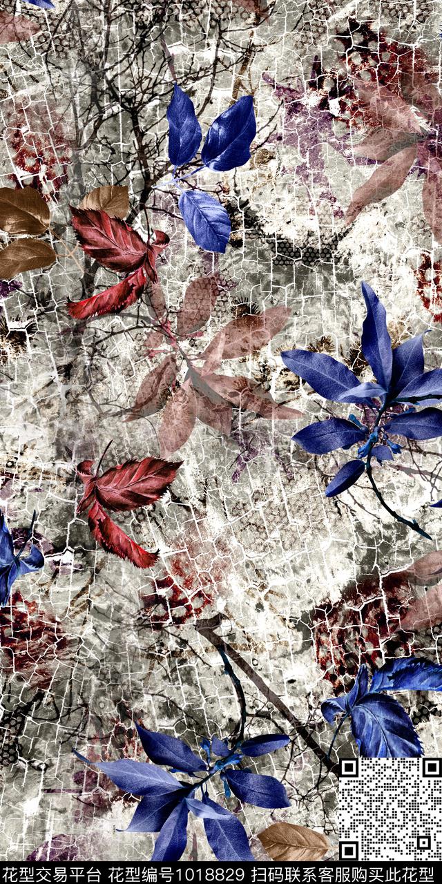 复古抽象底纹蛇皮底纹数码印花华亿平台下载（图片编号: 1018829） - 瓦栏（Walan）