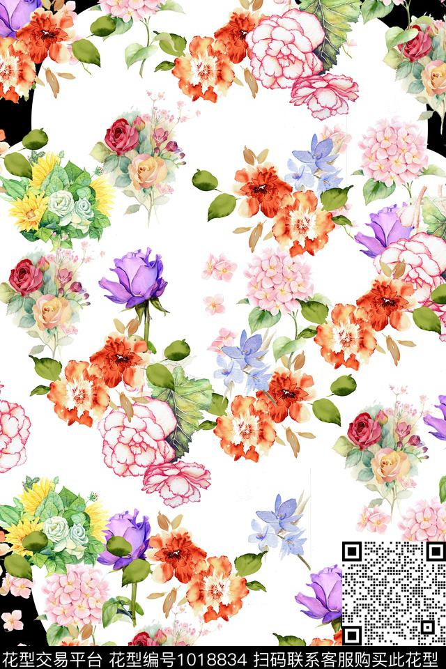 数码华亿平台玫瑰花大牌风数码印花华亿平台下载（图片编号: 1018834） - 瓦栏（Walan）