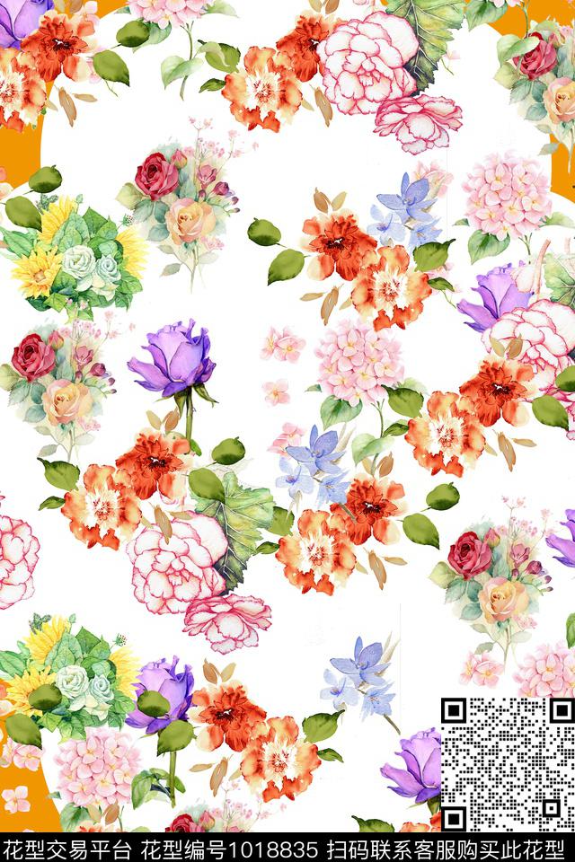 数码华亿平台玫瑰花大牌风数码印花华亿平台下载（图片编号: 1018835） - 瓦栏（Walan）