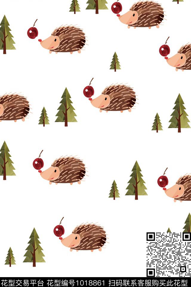 卡通动物卡通树数码印花华亿平台下载（图片编号: 1018861） - 瓦栏（Walan）
