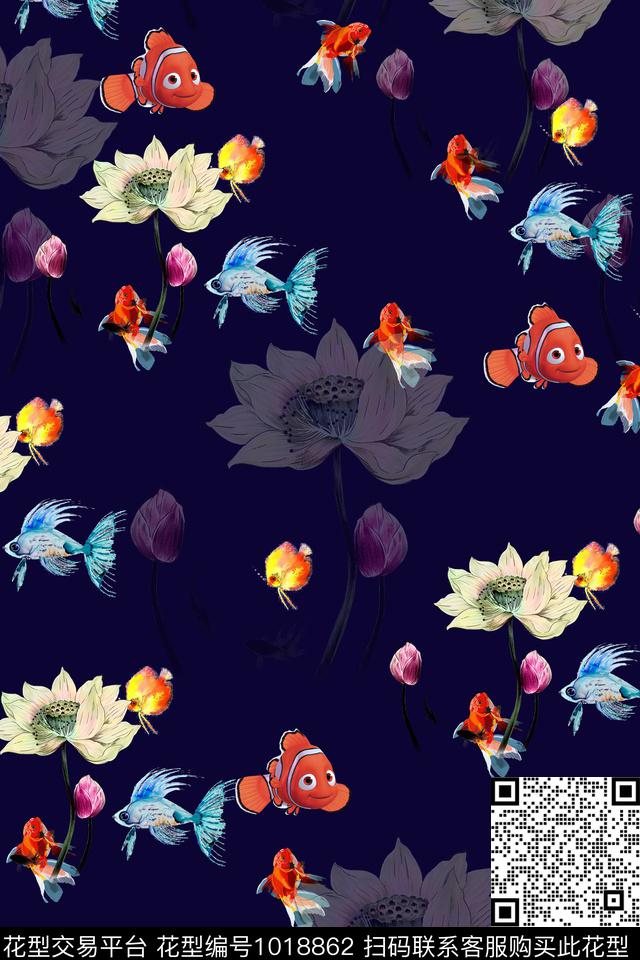 春夏华亿平台荷花动物数码印花华亿平台下载（图片编号: 1018862） - 瓦栏（Walan）