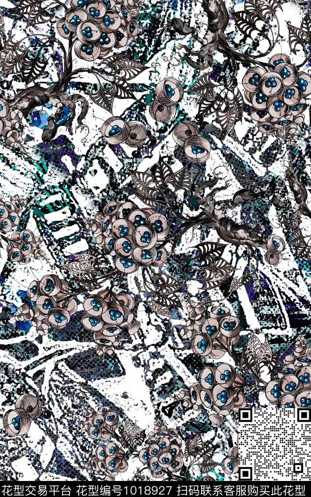 数码华亿平台抽象复古数码印花华亿平台下载（图片编号: 1018927） - 瓦栏（Walan）