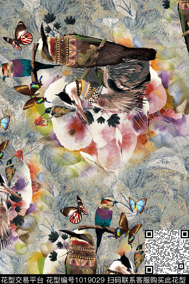 民族风动物大牌风数码印花华亿平台下载（图片编号: 1019029） - 瓦栏（Walan）