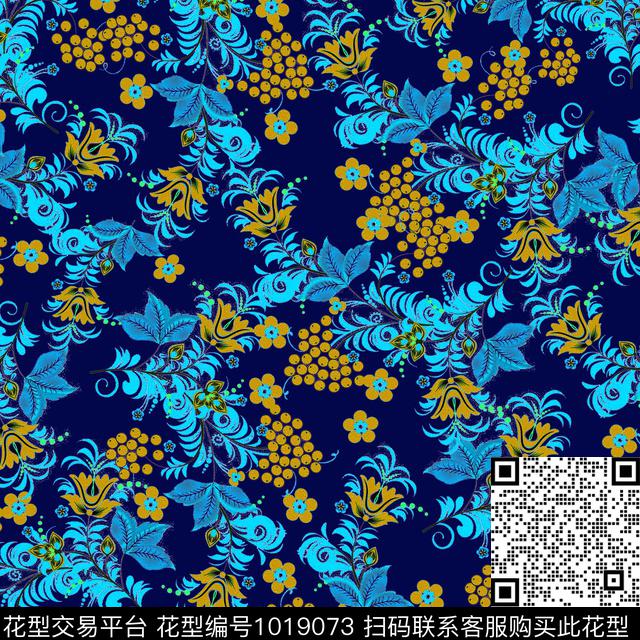 数码华亿平台花卉大牌风数码印花华亿平台下载（图片编号: 1019073） - 瓦栏（Walan）