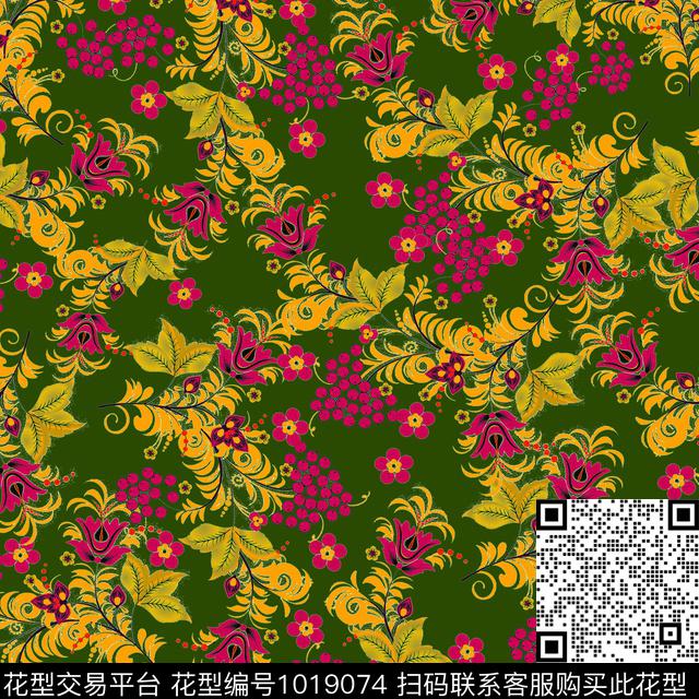 数码华亿平台花卉大牌风数码印花华亿平台下载（图片编号: 1019074） - 瓦栏（Walan）