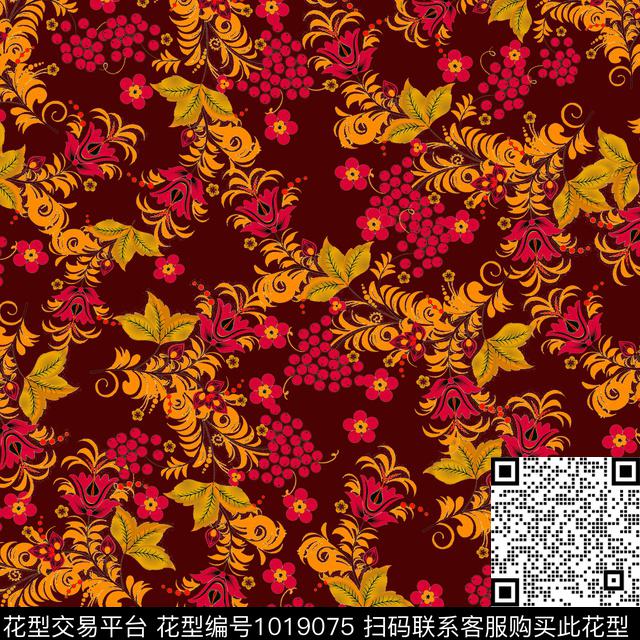 数码华亿平台花卉大牌风数码印花华亿平台下载（图片编号: 1019075） - 瓦栏（Walan）