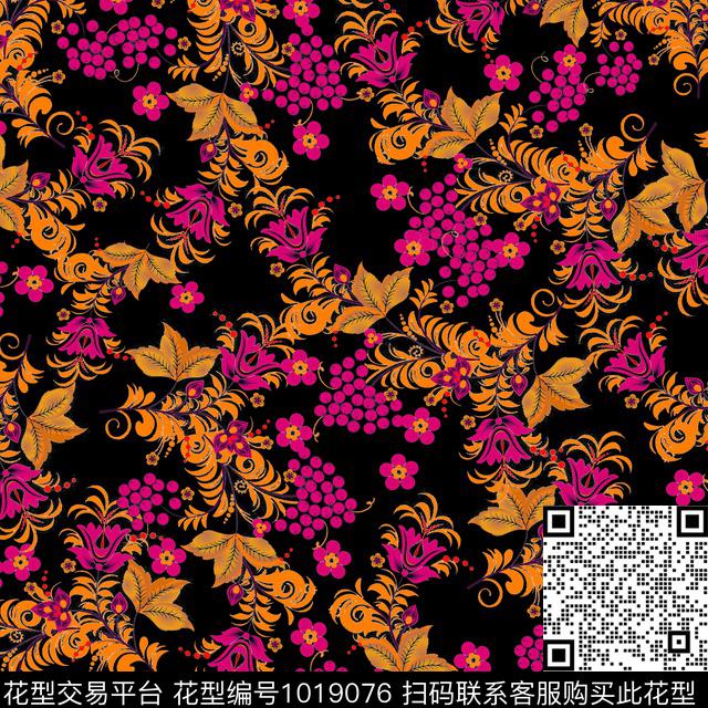 数码华亿平台花卉大牌风数码印花华亿平台下载（图片编号: 1019076） - 瓦栏（Walan）