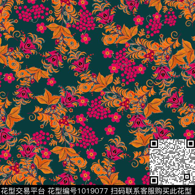 数码华亿平台花卉大牌风数码印花华亿平台下载（图片编号: 1019077） - 瓦栏（Walan）