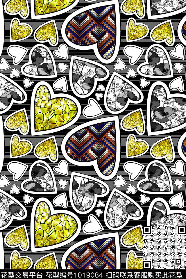 爱心女装几何花卉数码印花华亿平台下载（图片编号: 1019084） - 瓦栏（Walan）