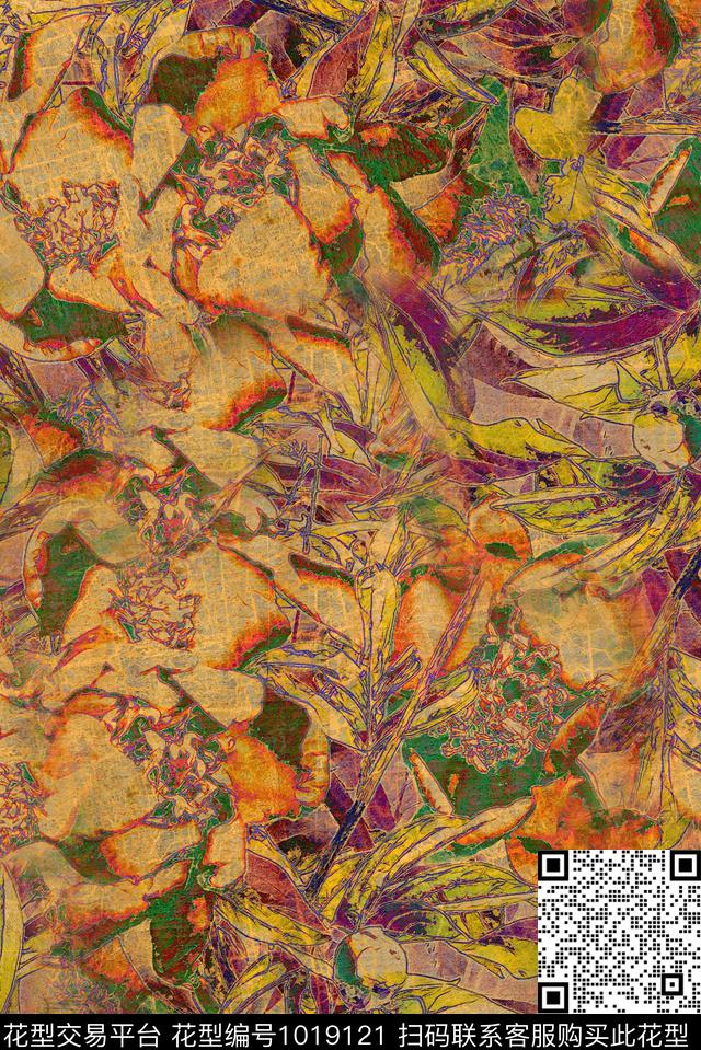 民族风复古油画华亿平台数码印花华亿平台下载（图片编号: 1019121） - 瓦栏（Walan）