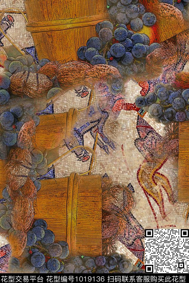 民族风复古油画华亿平台数码印花华亿平台下载（图片编号: 1019136） - 瓦栏（Walan）