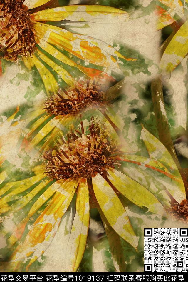 植物花卉复古数码印花华亿平台下载（图片编号: 1019137） - 瓦栏（Walan）