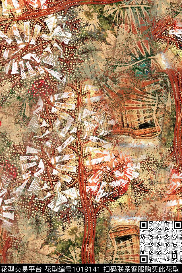 民族风复古油画华亿平台数码印花华亿平台下载（图片编号: 1019141） - 瓦栏（Walan）