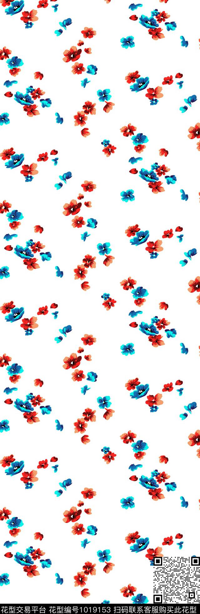 春夏华亿平台清爽底花卉翠花数码印花华亿平台下载（图片编号: 1019153） - 瓦栏（Walan）