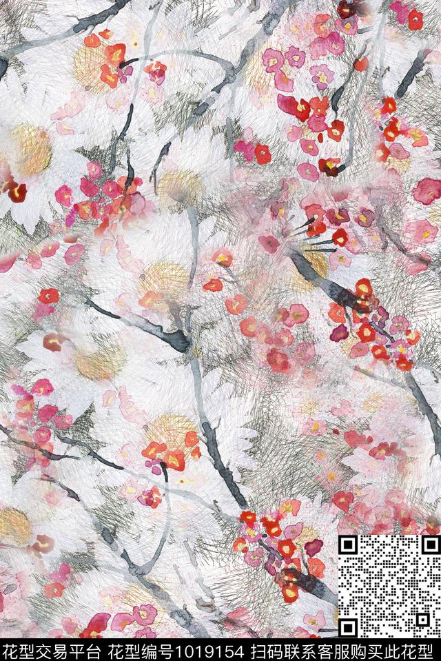 植物花卉复古数码印花华亿平台下载（图片编号: 1019154） - 瓦栏（Walan）