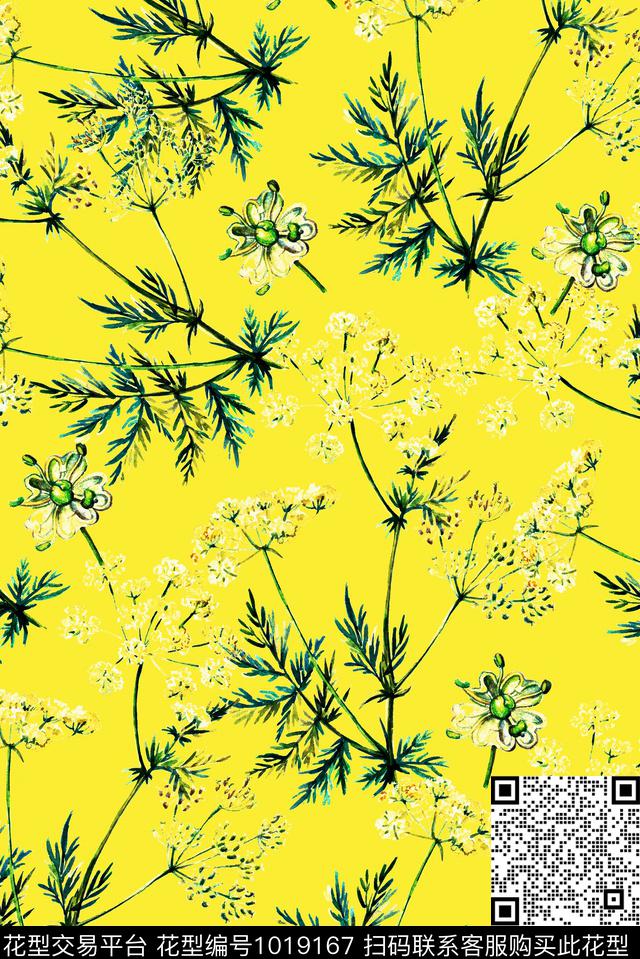 花卉清爽底花卉外贸数码印花华亿平台下载（图片编号: 1019167） - 瓦栏（Walan）