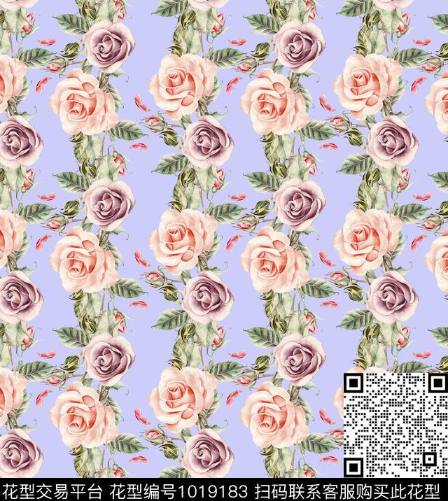 花卉清爽底花卉外贸数码印花华亿平台下载（图片编号: 1019183） - 瓦栏（Walan）