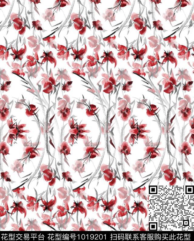 花卉中东清爽底花卉数码印花华亿平台下载（图片编号: 1019201） - 瓦栏（Walan）
