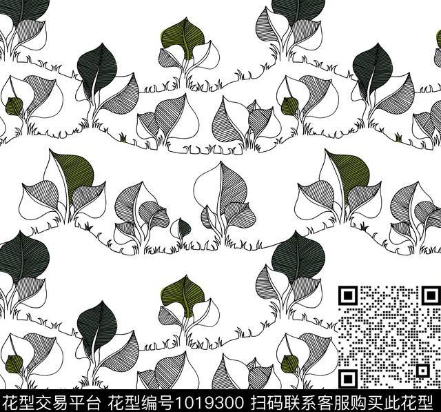 花卉绿色绿植树叶传统印花华亿平台下载（图片编号: 1019300） - 瓦栏（Walan）