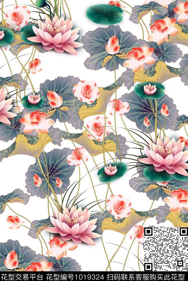 数码华亿平台民族风手绘花卉数码印花华亿平台下载（图片编号: 1019324） - 瓦栏（Walan）