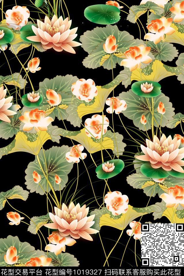 数码华亿平台民族风手绘花卉数码印花华亿平台下载（图片编号: 1019327） - 瓦栏（Walan）