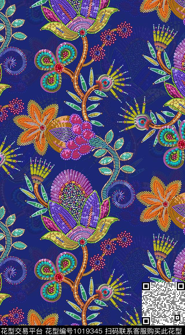 女装绣花华亿平台满版散花数码印花华亿平台下载（图片编号: 1019345） - 瓦栏（Walan）