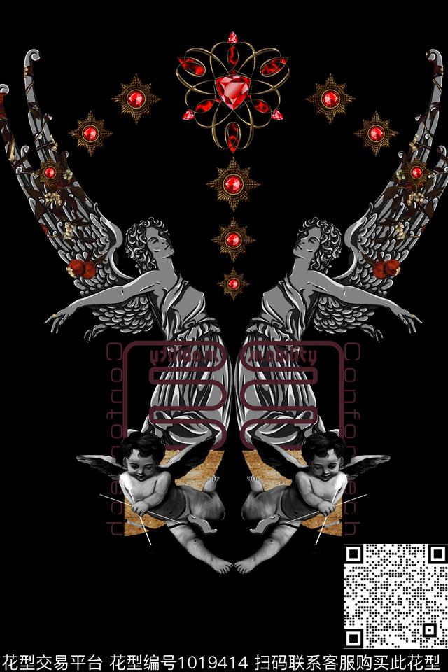 卡通趣味男装数码印花华亿平台下载（图片编号: 1019414） - 瓦栏（Walan）