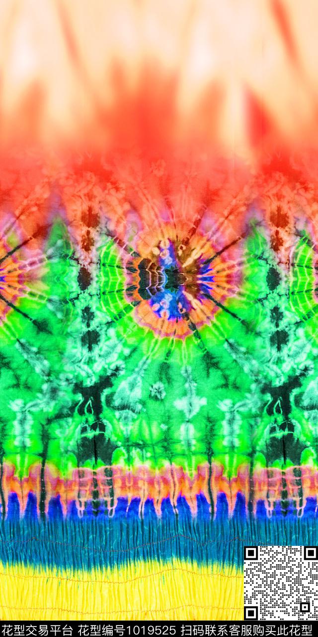 抽象定位花渐变数码印花华亿平台下载（图片编号: 1019525） - 瓦栏（Walan）