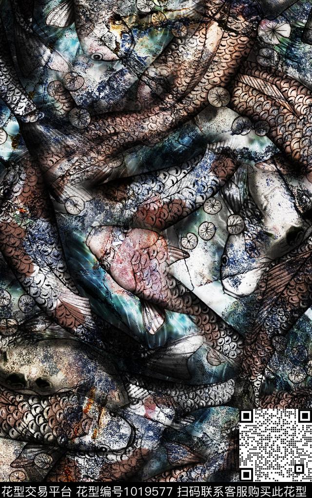 数码华亿平台民族风抽象数码印花华亿平台下载（图片编号: 1019577） - 瓦栏（Walan）