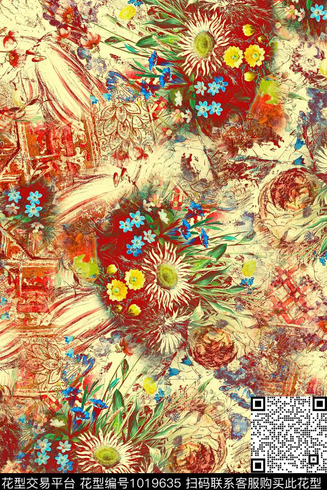 数码华亿平台民族风肌理数码印花华亿平台下载（图片编号: 1019635） - 瓦栏（Walan）