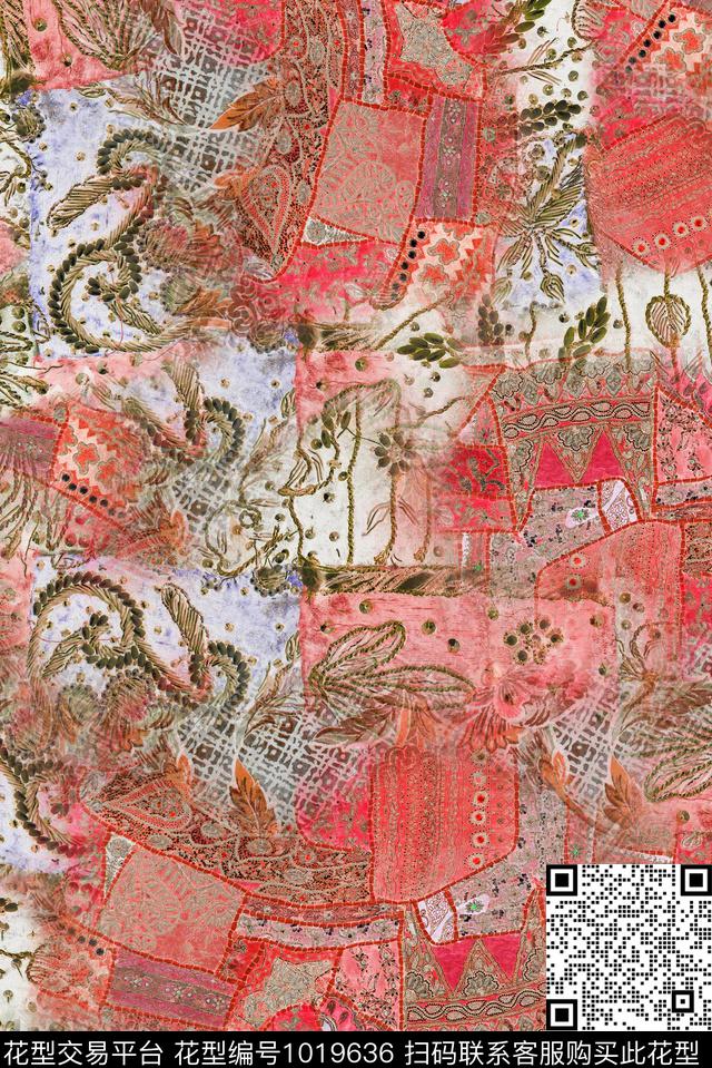 数码华亿平台民族风肌理数码印花华亿平台下载（图片编号: 1019636） - 瓦栏（Walan）